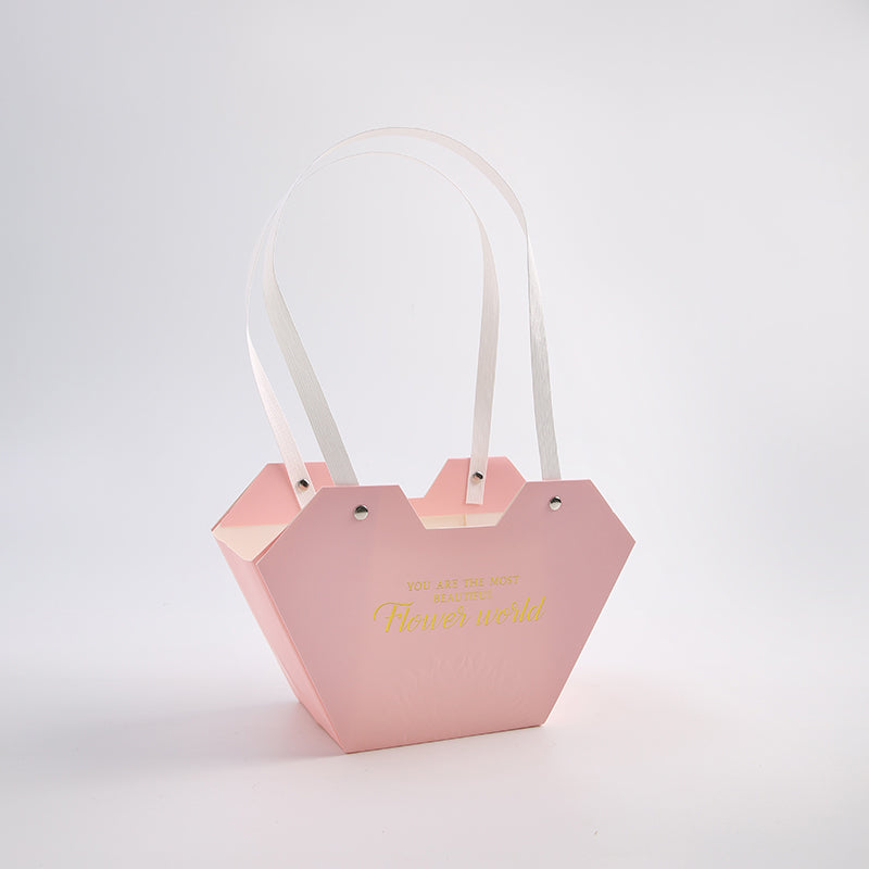 Florist Heart Shape Flower Bouquet Bags With Handle For Fresh Flower