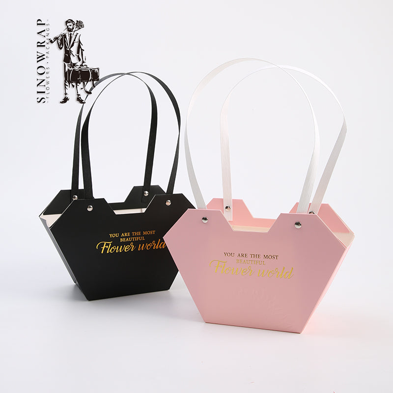 Florist Heart Shape Flower Bouquet Bags With Handle For Fresh Flower