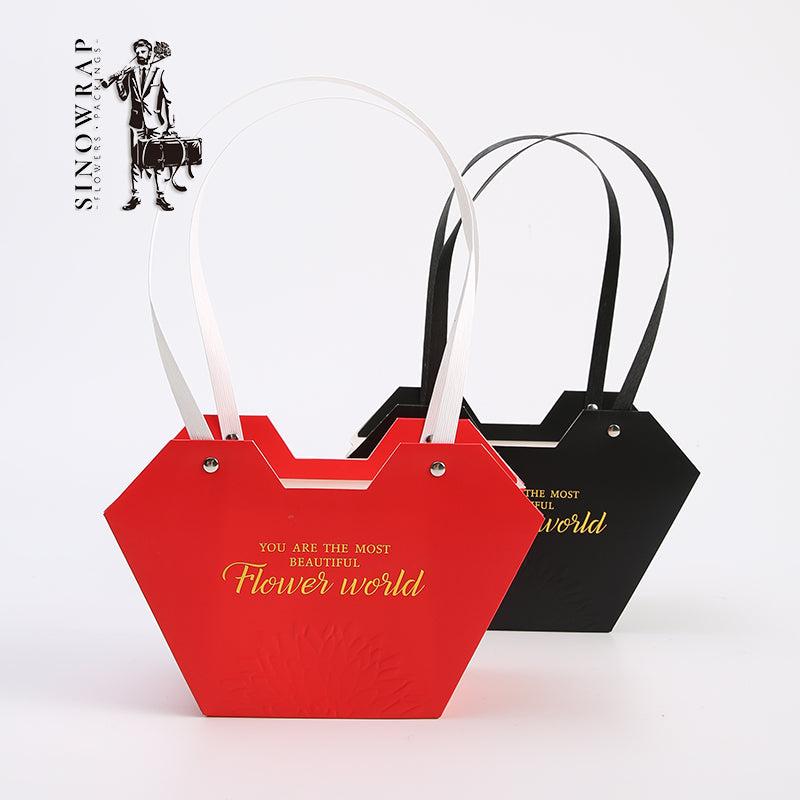 Florist Heart Shape Flower Bouquet Bags With Handle For Fresh Flower